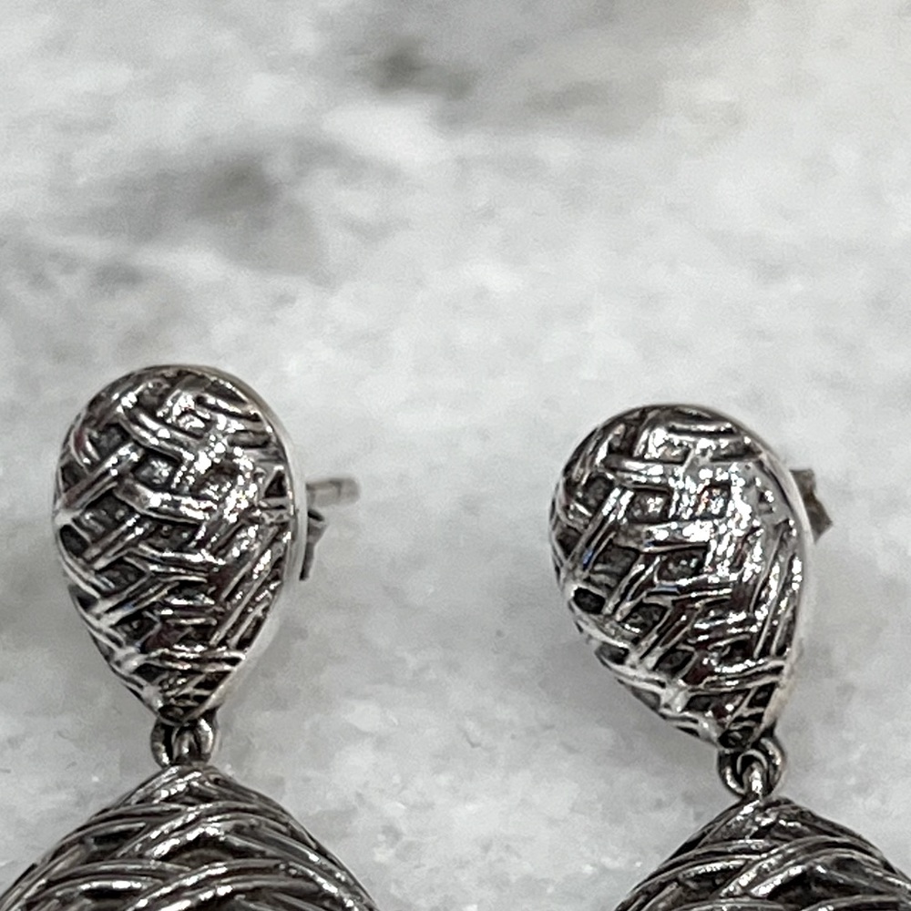 Sterling Silver Pineapple Design Dangle Earrings - image 6